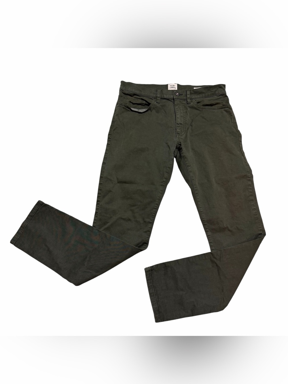 Flint And Tinder Mens Dark Green 5 Pocket Slim Fit Stretch Chino Pants- 31x32